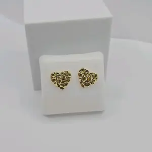 heart style Medium size earrings studs GOLD-PLATED fashion styleGift