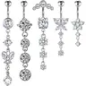 A Set of 7/5/4 Pcs 14G Dangle Belly Button Rings,Surgical Steel Silver Belly Button Rings,Dangling CZ Belly Rings for Women,Silver Gold Belly Button Piercing Jewelry,DIY Hand Tools Kits