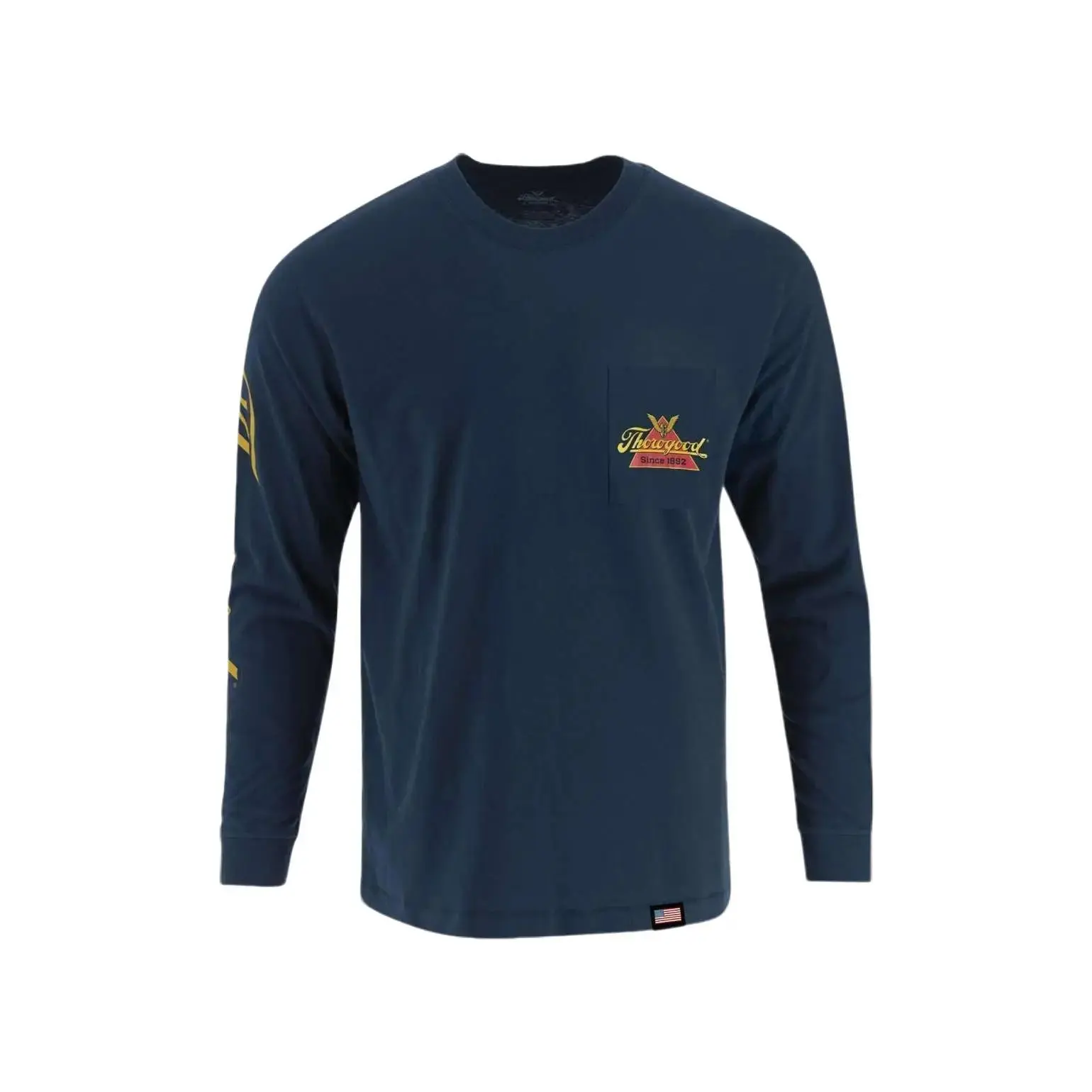 Thorogood Men's Long Sleeve Pocket Logo Tee, Slim Fit All Season Top in Heavyweight Preshrunk Cotton with Ribbed Neck, Patch Pocket, Pull On, Round Neck, Graphic