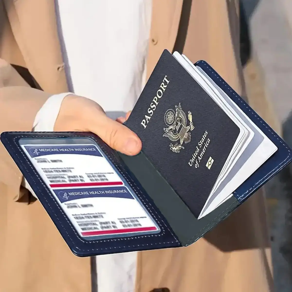 Passport Holder, PU Leather Passport Case with Waterproof Card Slot, Travel Accessories for Men & Women