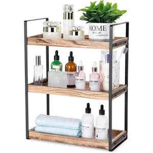 3-Tier Countertop Organizer for Bathroom Counter Stylish Wood Bathroom Vanity Organizer Shelf Storage - The Perfect Addition to Your Counter Decor