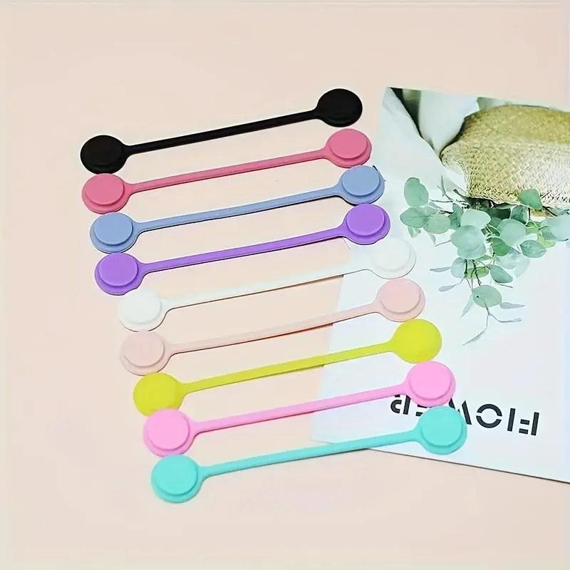 [Reusable Magnetic Silicone Cord Ties] 10pcs Magnetic Silicone Cable Ties - Reusable Cord Organizer for USB, Headphones & Keychains - Perfect Gift for Halloween & Christmas
