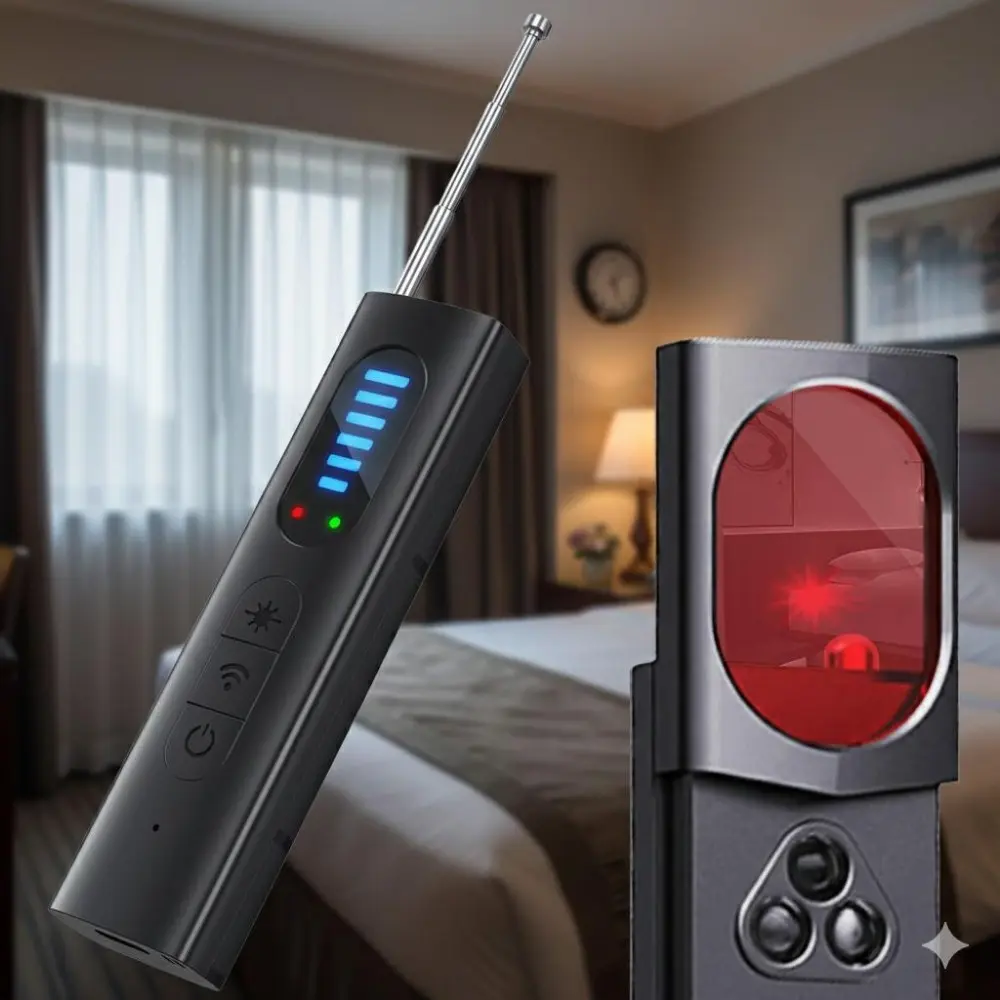 Compact Multi-Function Security Scanner: Anti-Surveillance Detector for Wireless Signals, GPS Tracking & Hidden Cameras. Professional-Grade Portable Device for Office, Car & Home Use.