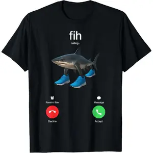100% Cotton Fih Calling Funny Misspelled Fish Tralalero Tralala Shark T-Shirt
