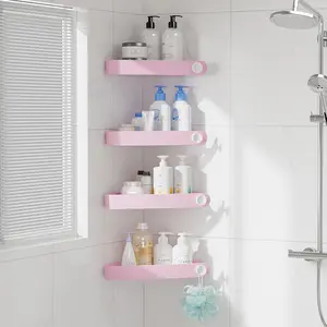 Shower Corner (For 90 °   Only), 4 Pack Corner Shower Shelves for Organizers and, Pink
