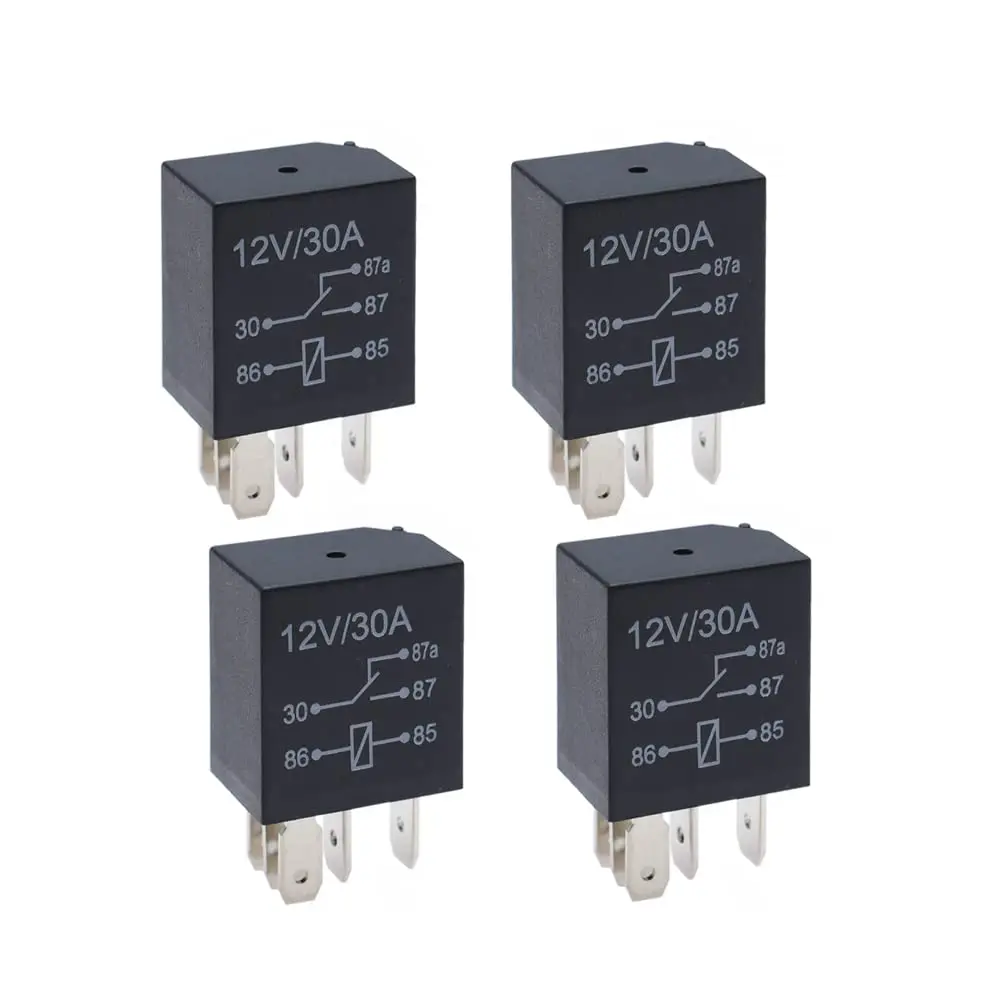 5 Pin 12V 30A Multi-Purpose Automotive Starter Relay - Heavy Duty Standard Relay for Car Motor (4 Packs)