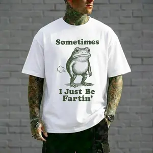 Sometimes I Just Be Fartin Funny Frog Graphic T-Shirt Relatable Humor Meme Retro Animal Illustration Novelty Short Sleeve Crewneck Unisex Tee