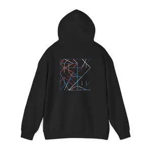 Men's Geometric Abstract Hoodie - Chess Tribute Sweatshirt, Casual Knit Fabric Tops with Kangaroo Pocket