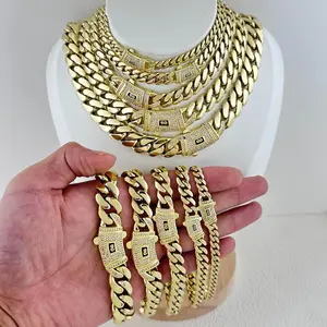 Unisex 2025 6-12MM Cuban Link Set - Black S-Clasp Stainless Steel Necklace Bracelet (Monaco Miami Style)