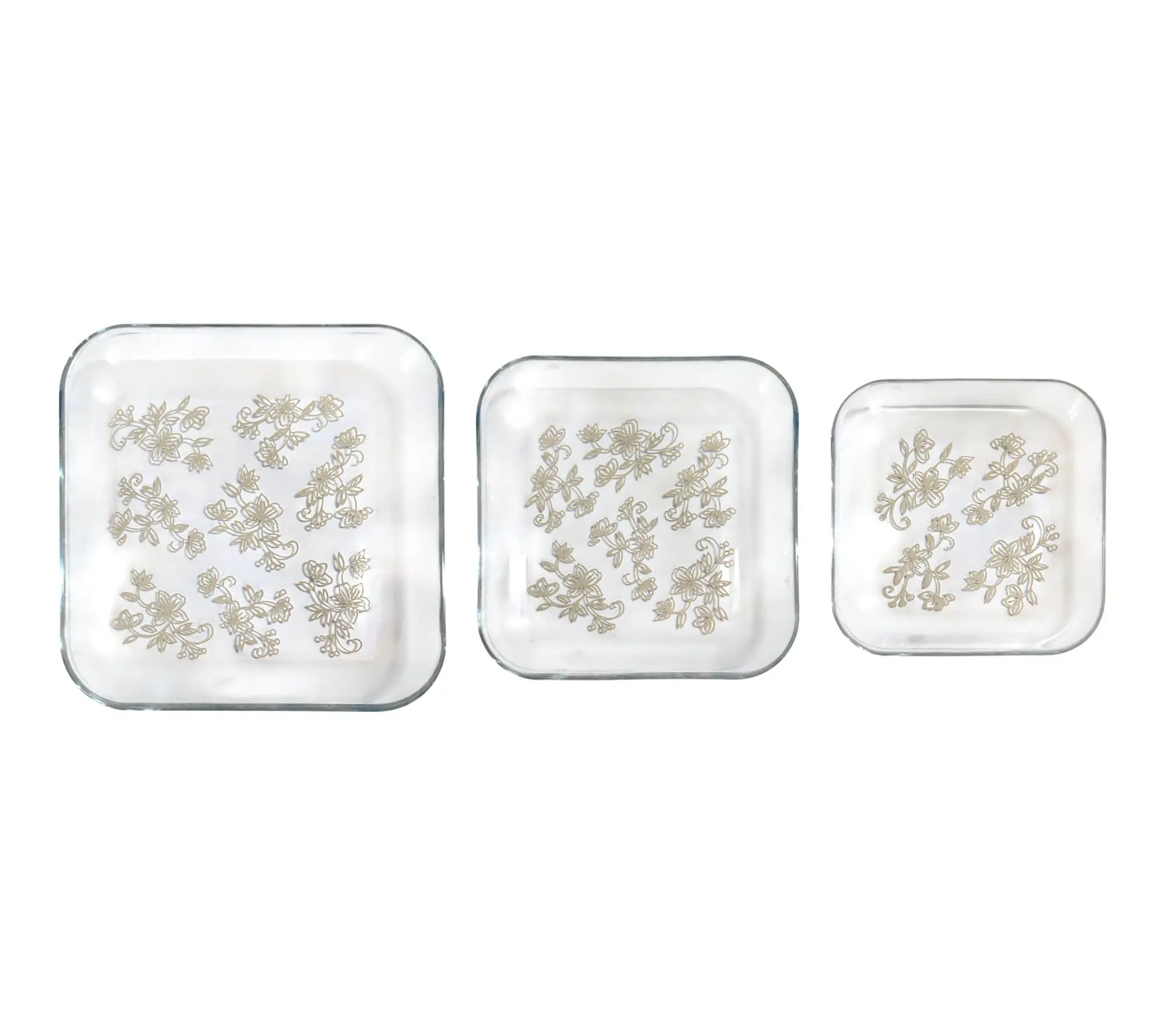 Temp-tations Set of 3 Square Nesting Glass Platters