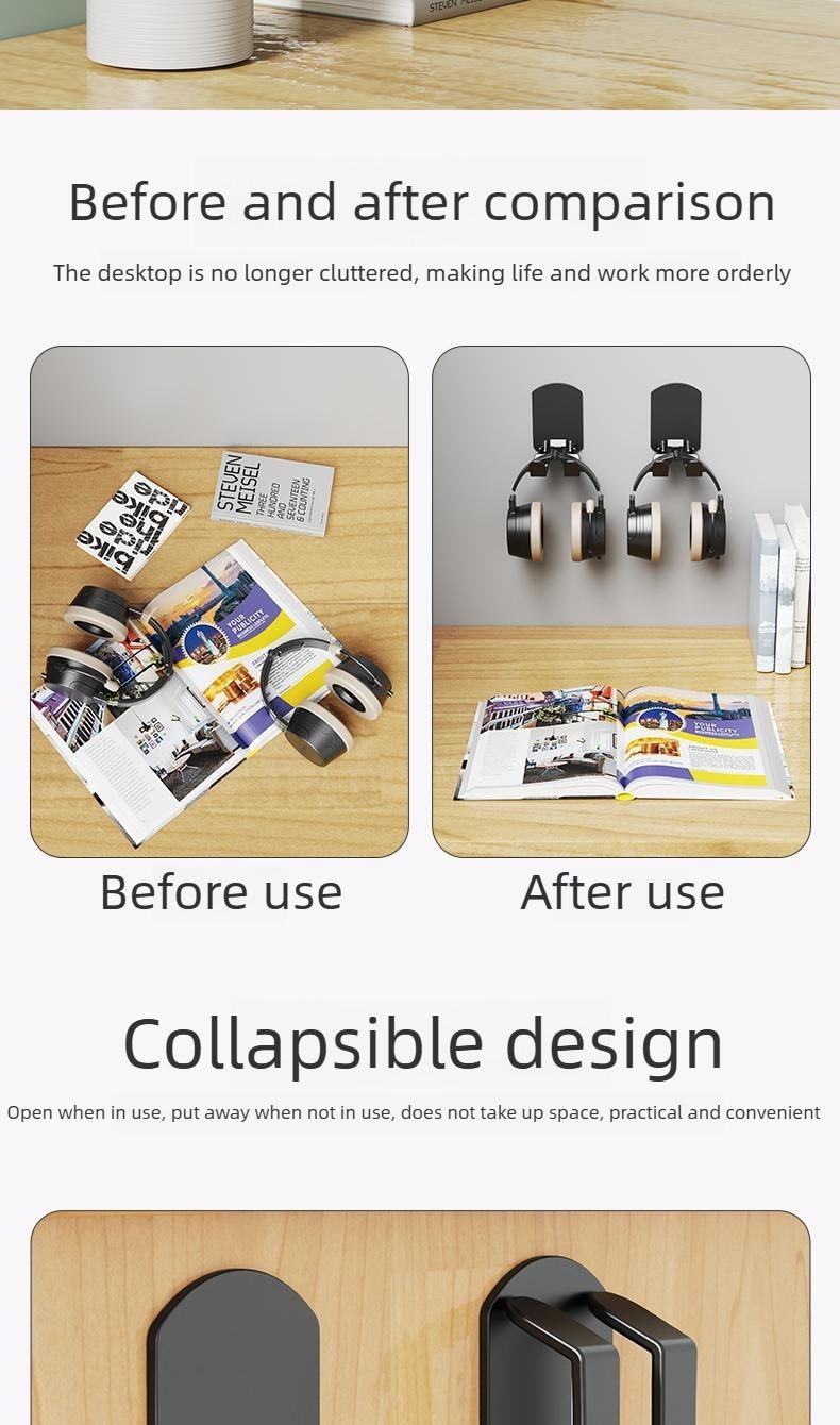 2PCS No-Drill Multifunctional Headset/Game Controller Wall Mount Holder — Creative Adhesive Dorm Wall Rack