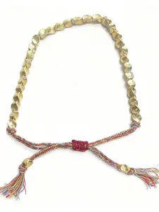 Vintage Wenwan Style Braided Hand Rope, Irregular Copper Bead Tassel Adjustable Bracelet