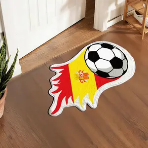 Spanish/portuguese/brazil National Team Theme Non-Slip Rug, 0.8cm Faux Wool Indoor Decor, Bedroom/living Room/kitchen