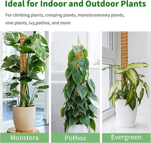 4 Pack 17inch Monstera Plant Support Stackable Moss Poles for Plants, Coir Totem Pole Tall Moss Pole for Climbing Plants, Sphagnum, Indoor Potted Plants - Can Stacked Up to 56’’