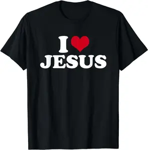 [100% Cotton] I Love Jesus I Heart Jesus T-Shirt Casual Soft
