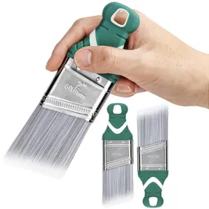3-Pack 2-Inch Angled Synthetic Bristle Paint Brushes, Short Easy-Grip Rubber Handle, Smooth Finish for Walls, Trim Touch-Ups, Windows, Window