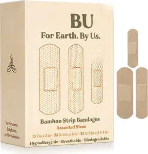 Eco-Friendly Bamboo Fabric Bandages | PFAS Free Flexible Fabric Bandages | Natural Hypoallergenic Bandage for Scrapes, Cuts & First Aid | Fully Compostable, Latex Free Bandage | 75 Count Strip