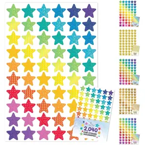 2,040 Holographic Small Star Stickers for Kids Reward - 34 Sticker Sheets for Kids Reward Chart, Classroom Activities, Positive Reinforcement, Arts & Crafts, Scrapbooking, Gift