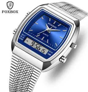 Modern Casual Digital Analog Watch with Stainless Steel Band, Unisex Quartz Timepiece featuring a Luminous Fashionable Dial, Waterproof Father's Day Gift, Quartz Watches