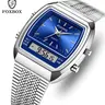 Unisex FOXBOX by LIGE Fashion Casual Business Wristwatch - 40mm Dial, Digital-Analog Dual Display, Luminous Pointer, Modern Trendy, Adjustable Stainless Steel Clasp Band, Water-Resistant, Adult Accessory, Cool Gift