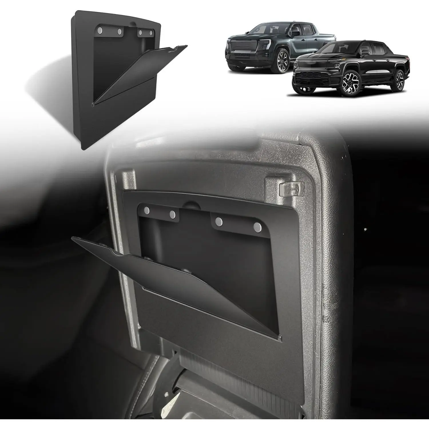 Center Console Hidden Storage Box - Magnet ABS Armrest Insert Tray, Car Storage Organizers for Chevrolet Silverado EV/GMC Sierra EV 2024-2025 Interior Accessories