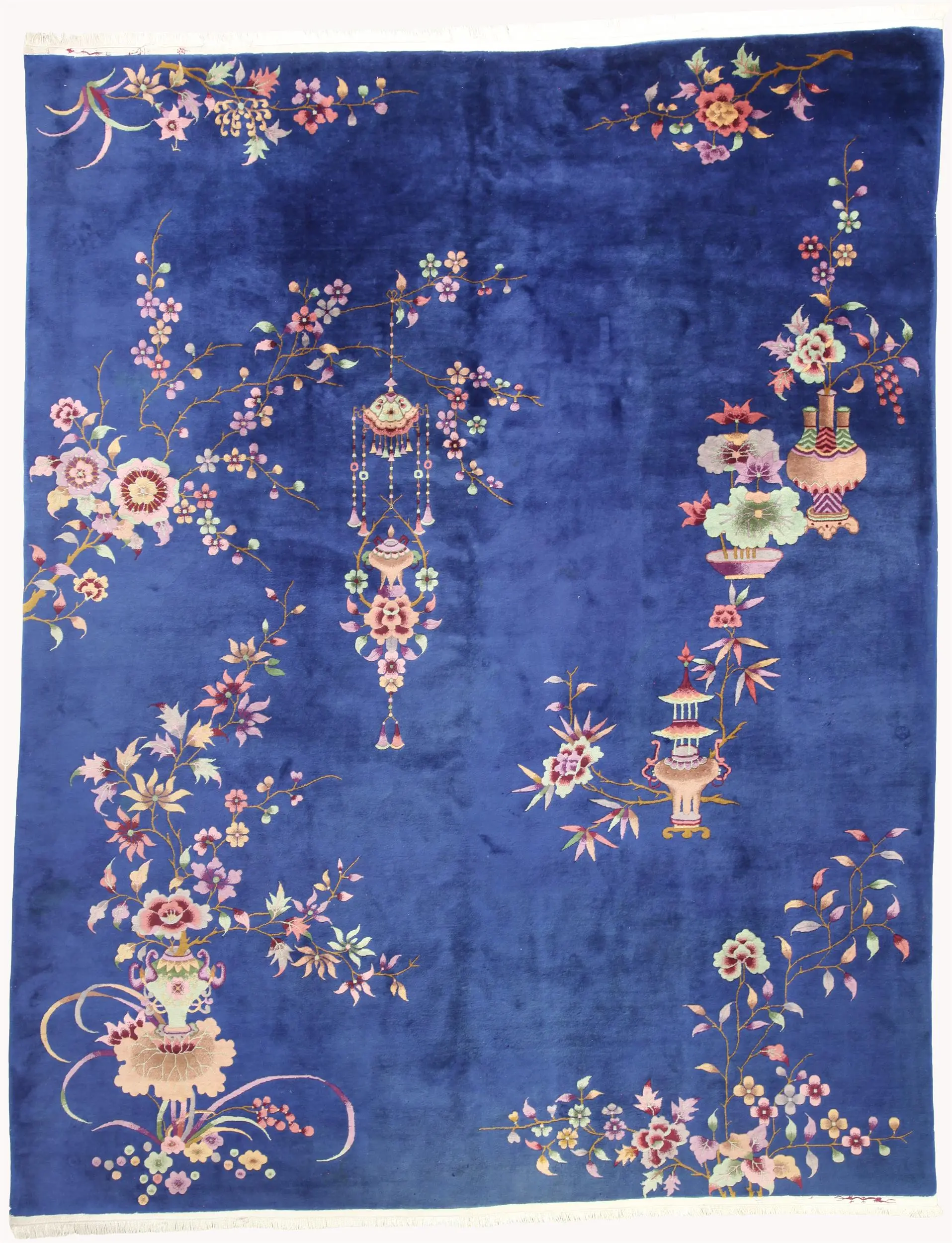 Antique Art Deco Chinese Rug - Hand-Knotted, Wool, 8'10" x 11'1"
