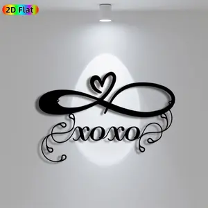 1pc Romantic Infinity Heart with Exoxo Metal Wall Art, Romantic Infinity Heart with Exoxo Statue Mural, Iron Craft, Perfect for Bedroom, Boudoir, Love Alcove Decor, Artistic Metalwork, Valentine's Decor, Ideal Gift for Romance Enthusiasts