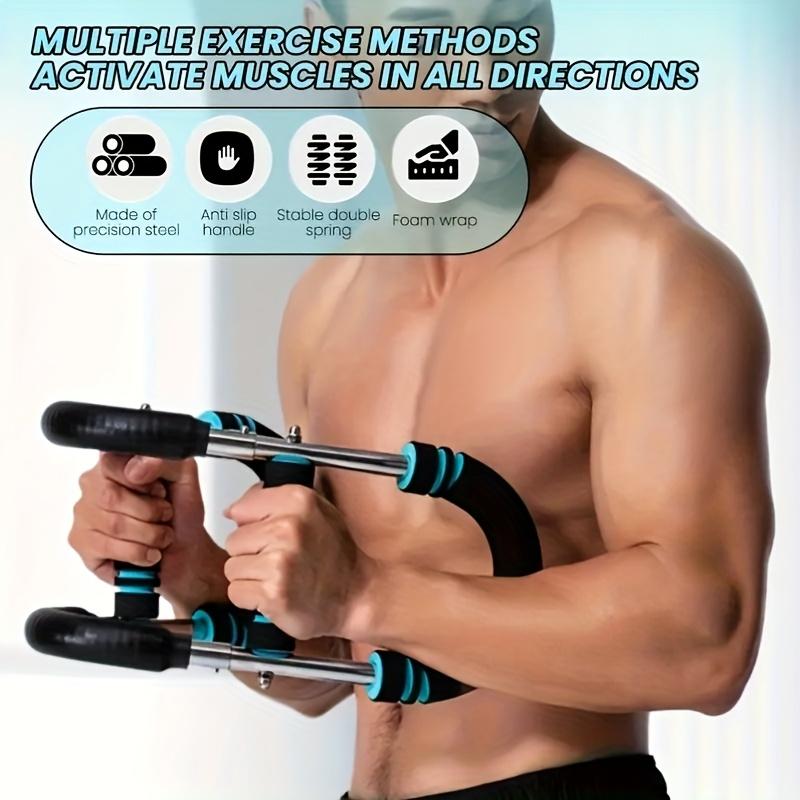 Muscle Burn Arm Exerciser, Shoulder Chest Trainer, Boost Muscle Burn, Home Use，Chest Arm Training Bar, High-strength Spring, Chest Tricep Exerciser, Non-slip Handle, Detachable for Storage，Adjustable Resistance Arm Chest Trainer, Alloy Material