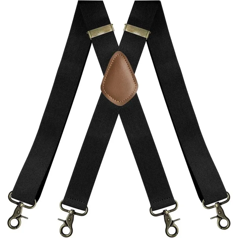 Mens Braces, Suspenders, Four-clip Adjustable Bronze Ear Hook Buckle