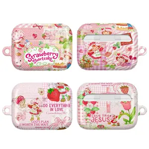 Coquette Strawberry AirPods Case for AirPods 1 2 3 4, AirPods Pro 1 2 3, Christian Bible Verse Pink Aesthetic Earbuds Cover, Cute Protective Case
