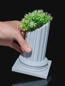 Greek Column Planter 3D Printed | Roman Pillar Planter | Architectural Home Decor | Neoclassical Vase | Aesthetic Plant Stand | Gray