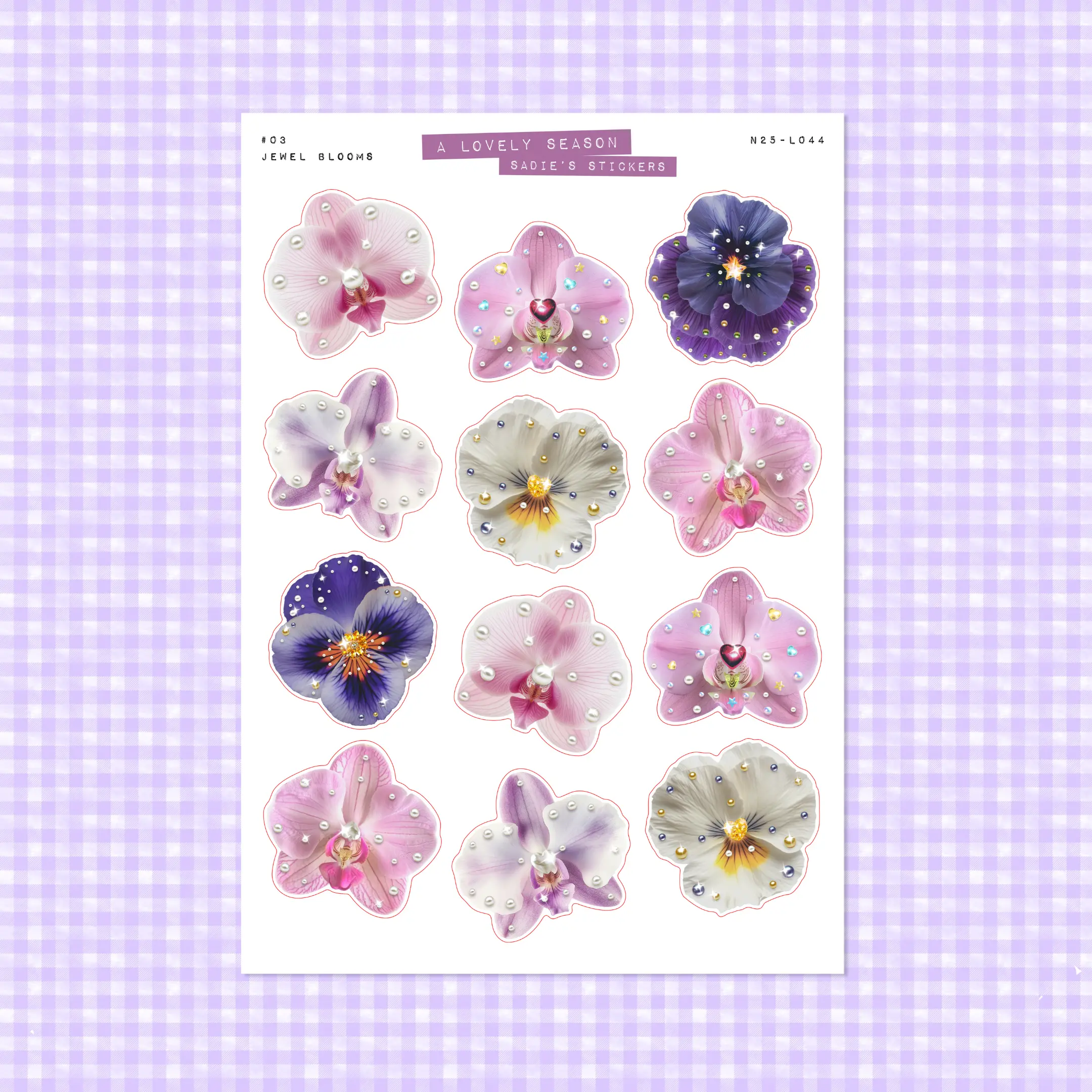 Jewel Blooms • A Lovely Season Sticker Sheet for Junk Journaling & Scrapbooking