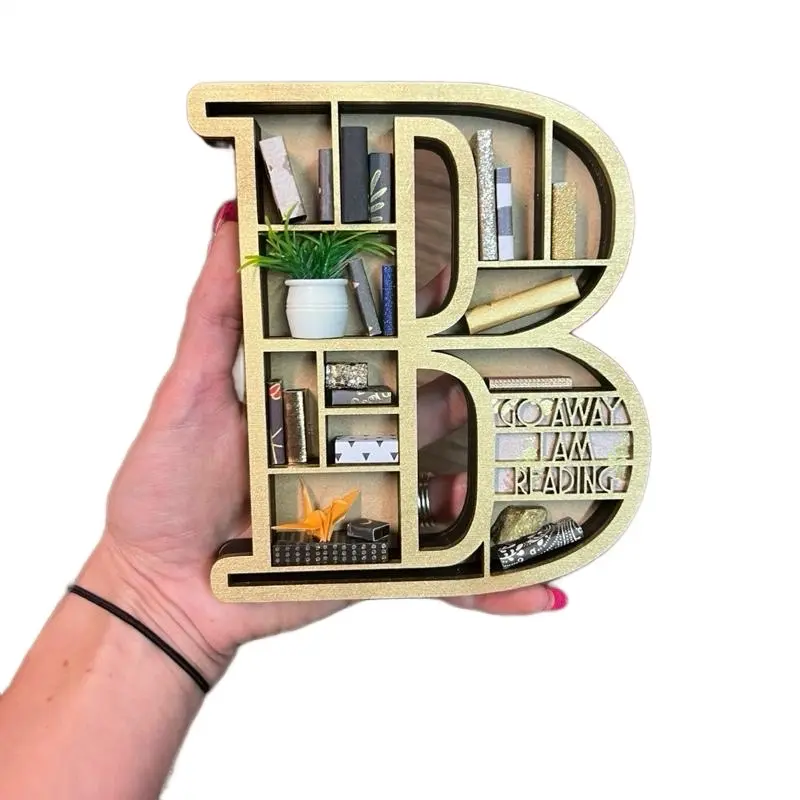 Miniature Alphabet Letter Bookshelf Handmade Decorative Sculpture with Personalization Options Customizable Features Artistic Modern Home Ornament
