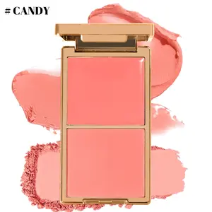2 in 1 Blush Palette, 1 Box Color Long Lasting Blush Cream, Glow High Pigmented Natural Look Blush Powder for Daily Makeup, Cosmetics, Smooth Baked Face Palette, Cosmetics Products, Dual Formula, Beauty Cosmetics, Cheek Makeup Duo