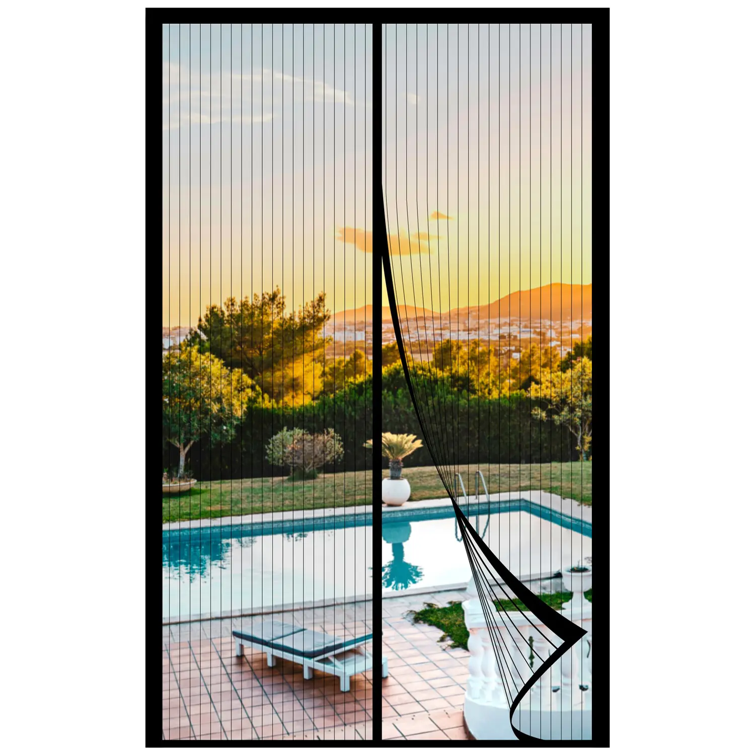 Mesh Fabric Magnetic Closure Mosquito Door Curtain - Breathable, Easy to Clean Home Care Supply for Outdoors, Patio/Balcony Screen Fence