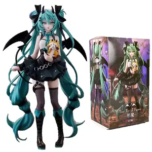 Anime Little Devil Hatsune Miku Handmade Little Raccoon Chuyin Dark Angel Handmade PVC Model Animation Peripheral Ornaments