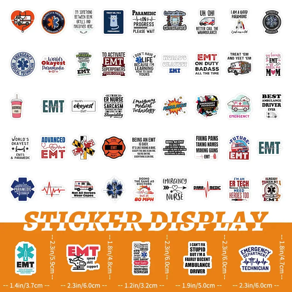 100 EMT Student Stickers – EMS School & Medical Sticker Pack