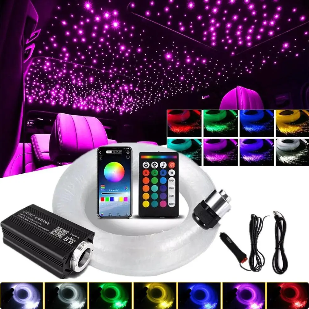 1000PCS Car Home Starry Headliner Light Kit, Fiber Optic Twinkle Ceiling Roof Lights, RGBW Ambient Lighting for Vehicle Interior, Room, Ceiling and Home Decoration
