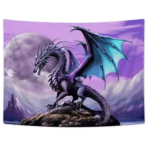 Purple Dragon Extra Large Tapestry Wall Hanging Art Fabric Background Banner