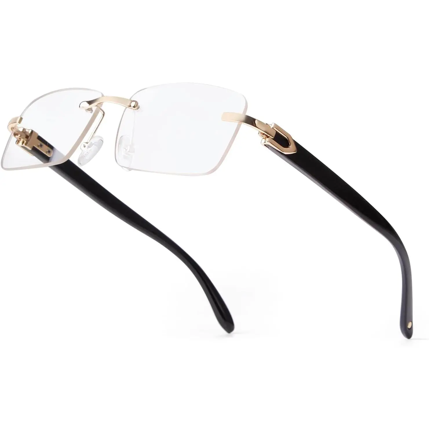 Rimless Rectangle Sunglasses for Women Men Fashion Hip hop Frameless Shades Y2K Amazon.com: Rimless Gold Frame Blue Rectangle Sunglasses for  main image 2