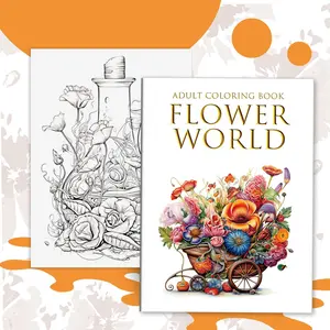 Flower World Themed Coloring Book, 1 Count A4 Thickened 32 Pages Floral Pattern Coloring Book, Art Supplies for Home & Campus Activities
