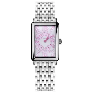 Franck Muller Long Island 902 Silver Dial with Pink Numerals, Stainless Steel Quartz Women's Watch WHT030878