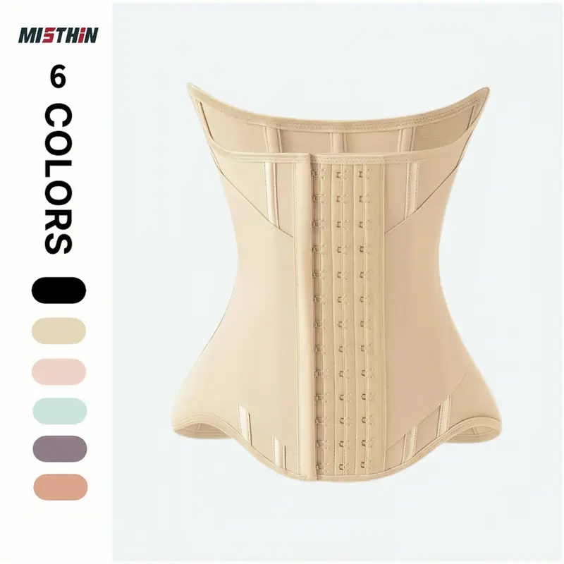 MISTHIN Women's Belted Mesh Nylon Waist Trainer - Double Wrap, Adjustable High Compression, Tummy Control Body Contouring Activewear Shaper