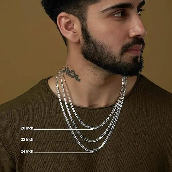 LeCalla Unisex 925 Sterling Silver Mariner Link Necklace, Elegant Italian Diamond-Cut Flat Chain for Daily Wear, 4mm 24 in, Daily Wear Jewelry, 24 Inch
