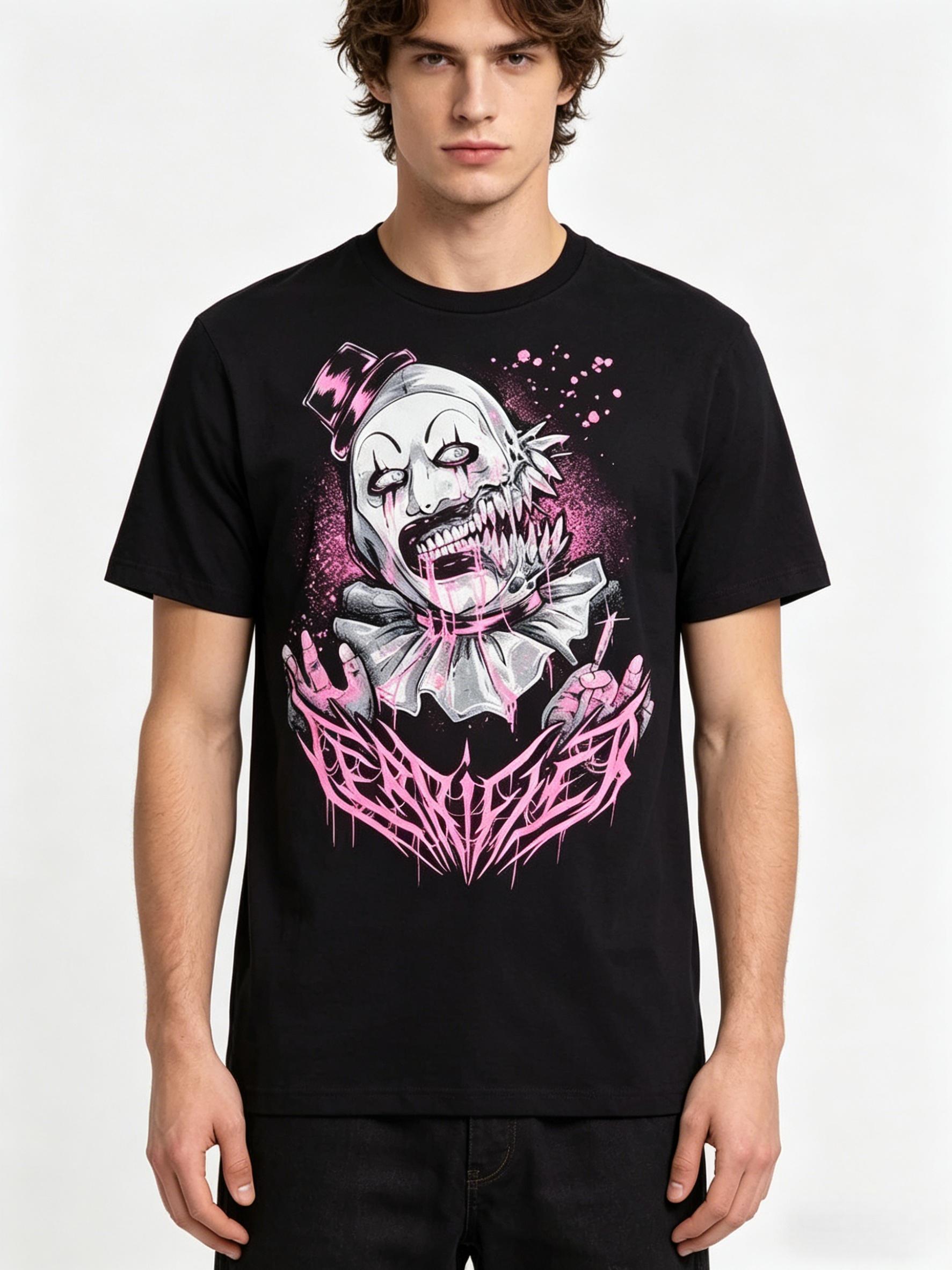 Terrifier 2 Art The Clown Pink Drips Comfortable Men'S Round Neck Short Sleeves T-shirt