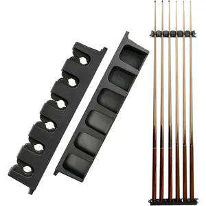 CR1 Black Wall Mount Pool Cue Holder, Pool Stick Rack for 6 Cues Storage, Pool Cue Set Rack, Pool Table Rods Organizer