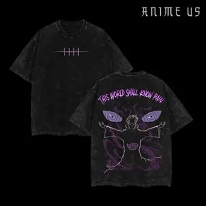 Pain Nagato Vintage Unisex Oversize Anime Manga Acid Washed Heavyweight Cotton T-shirt, graphic tee,anime lover,anime merch fan, outfits men Menswear Top Man Streetwear Tshirt Crewneck Tropical Casual Shortsleeve Shortsleeve Crewneck Round Neck