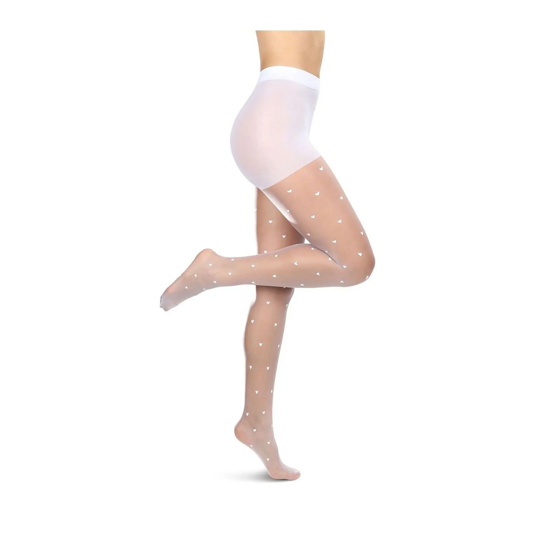 Memoi Mini Heart Sheer Nylon Tights