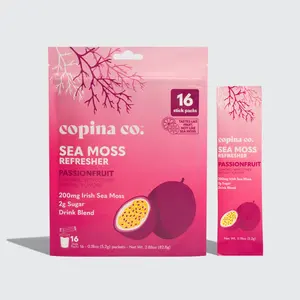 Copina Co. Passionfruit Sea Moss Drink - 16 Stick Packs 5g Each - Organic Irish Sea Moss Powder - Vegan Superfood Drink for Gut Health and Immunity - Hydration and Energy Boost with Organic Sea Moss