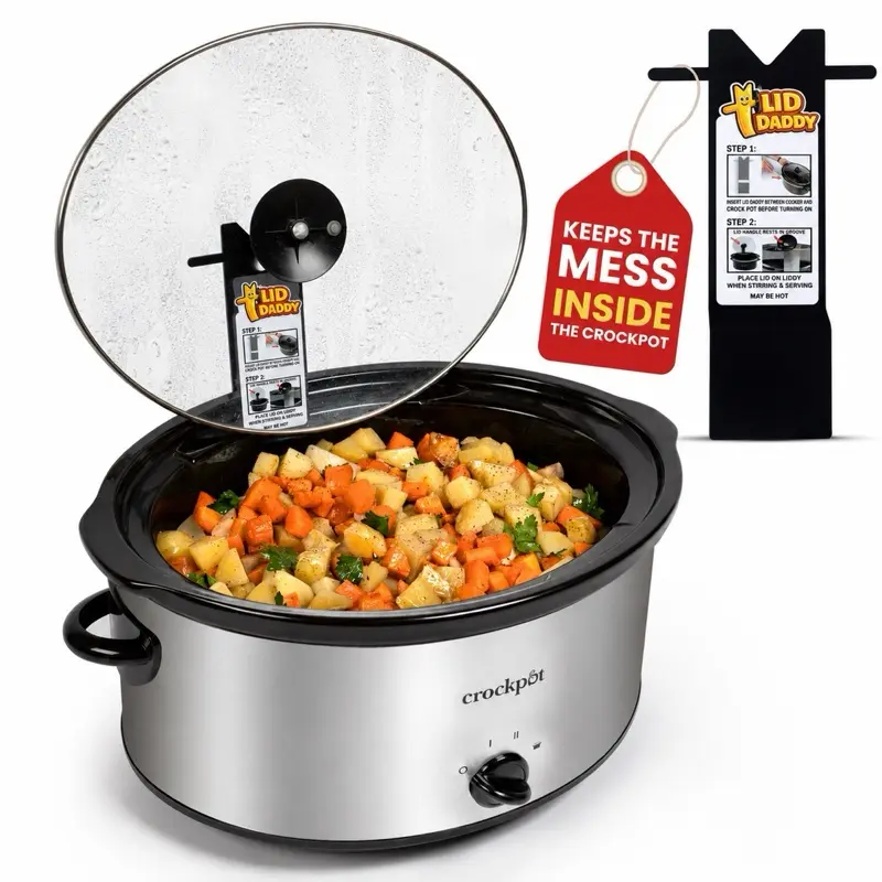 The Lid Daddy Crockpot Lid Holder - Hands-Free Stainless Steel Kitchen Utensils - Keep Your Kitchen Clean and Organized - Made in the USA - Slow Cooker Accessory